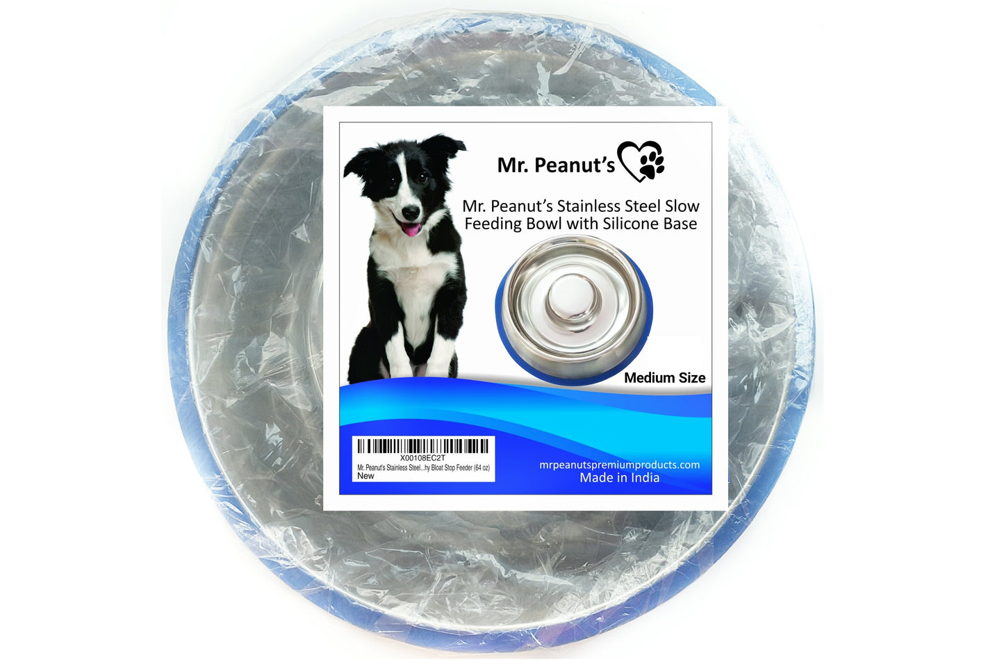Mr. Peanut's Slow Feed Anti-Bloat Dog Bowl with Silicone Base
