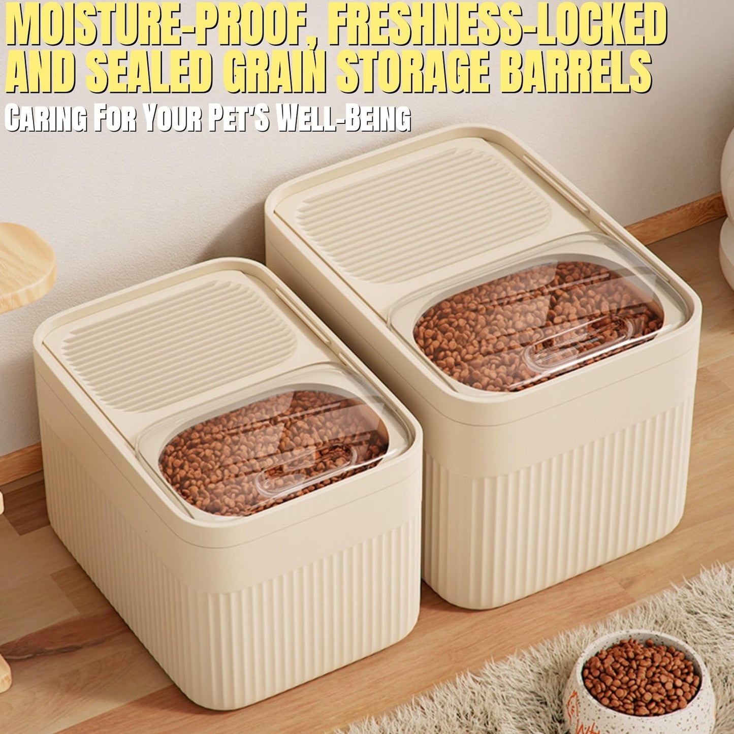 Airtight High-Capacity Pet Food Storage Container with Measuring Cup