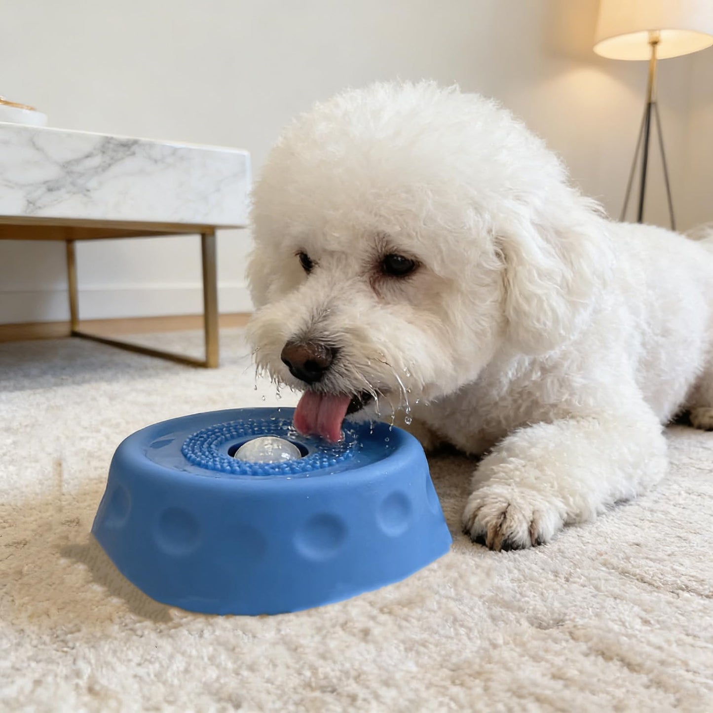 Dog Slow Feeder Lick Bowl with Rolling Ball