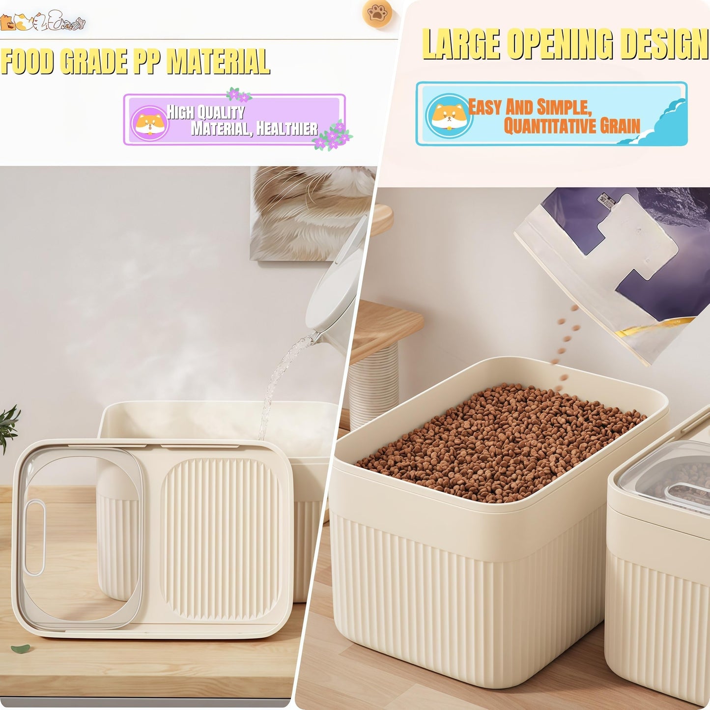 Airtight High-Capacity Pet Food Storage Container with Measuring Cup