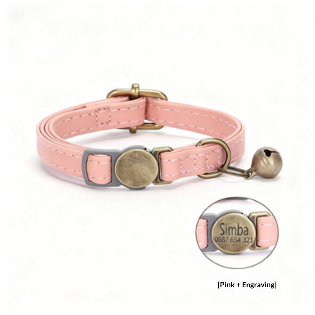 Retro Style Durable Leather Cat Collar
