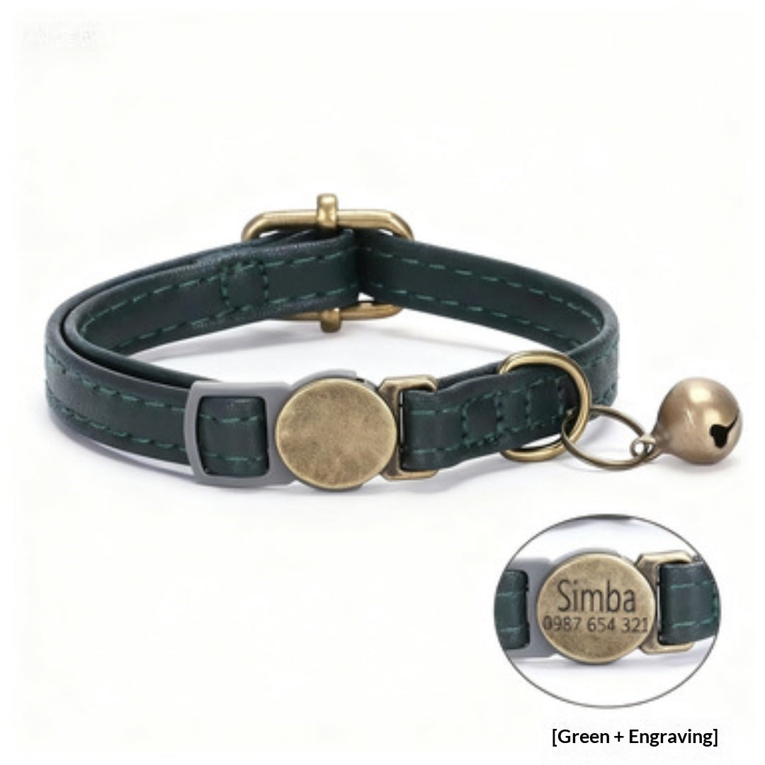 Retro Style Durable Leather Cat Collar