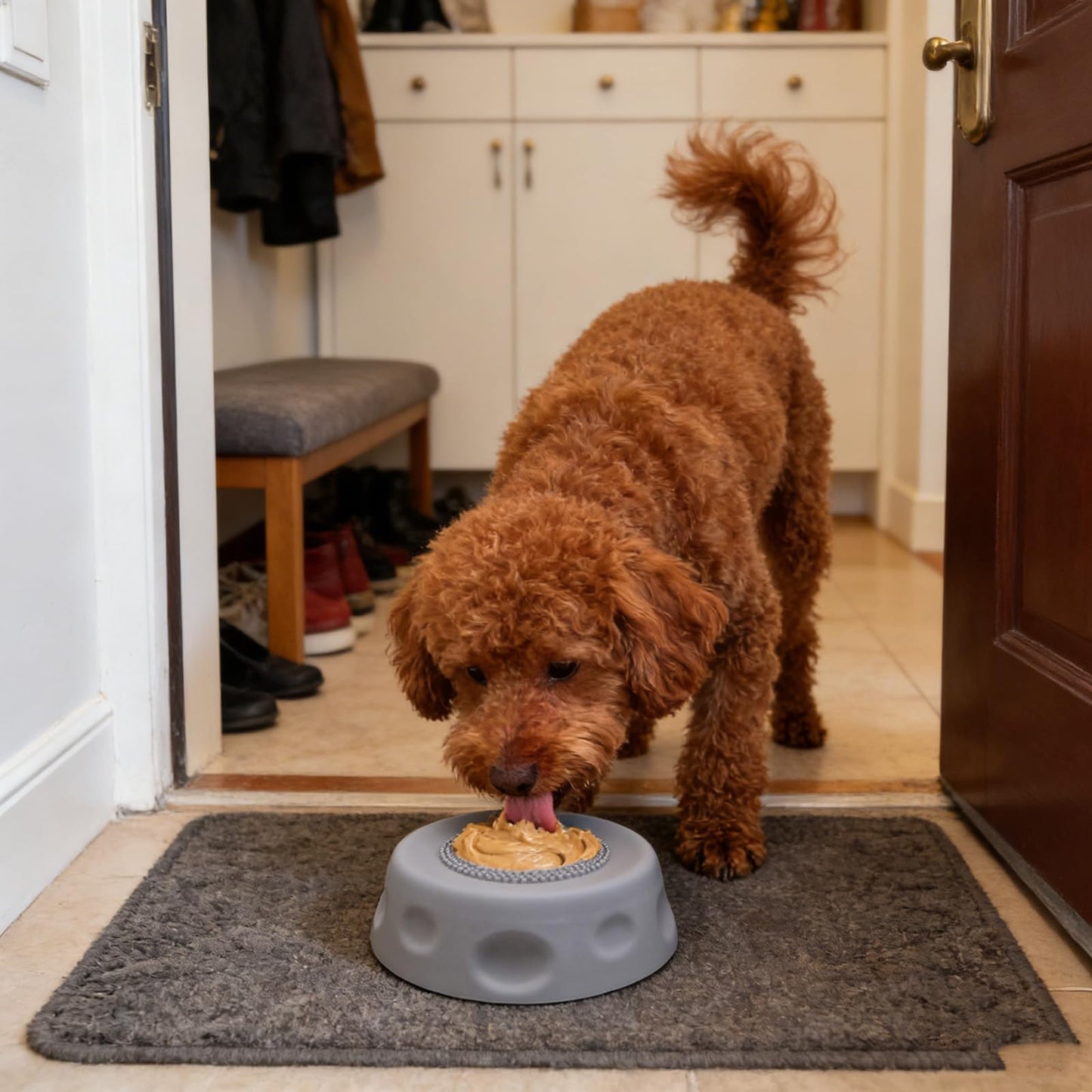 Dog Slow Feeder Lick Bowl with Rolling Ball
