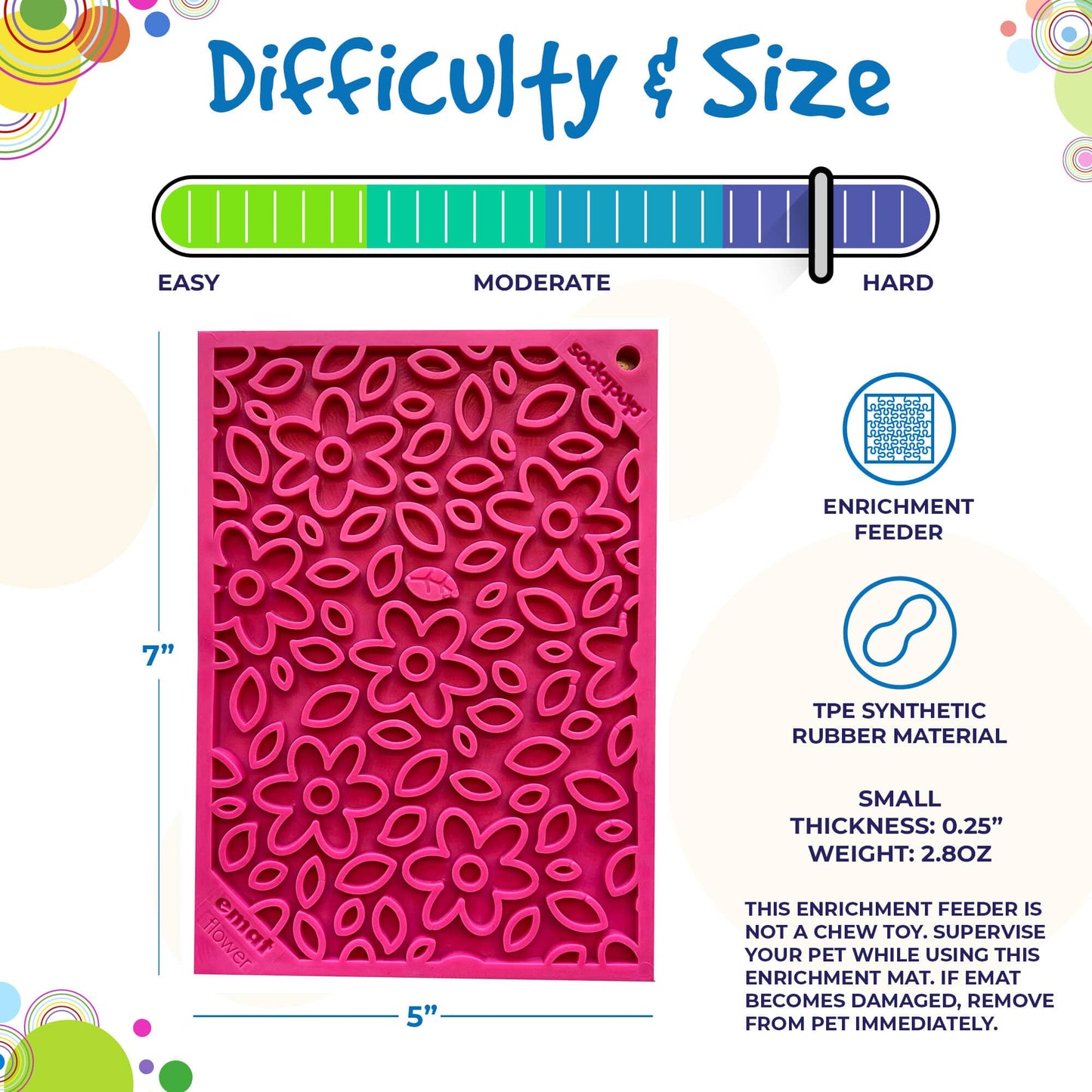 Flower Power emat - Enrichment Lick Mat for Dogs and Cats | Flower Design | USA Made
