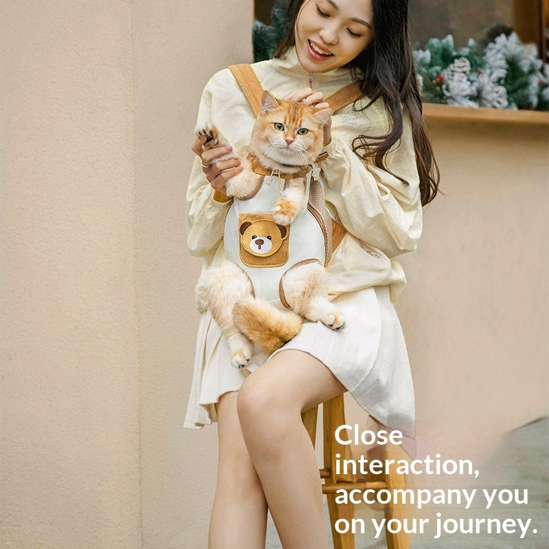Portable Double-Shoulder Dog Carrier Bag with Chest Strap