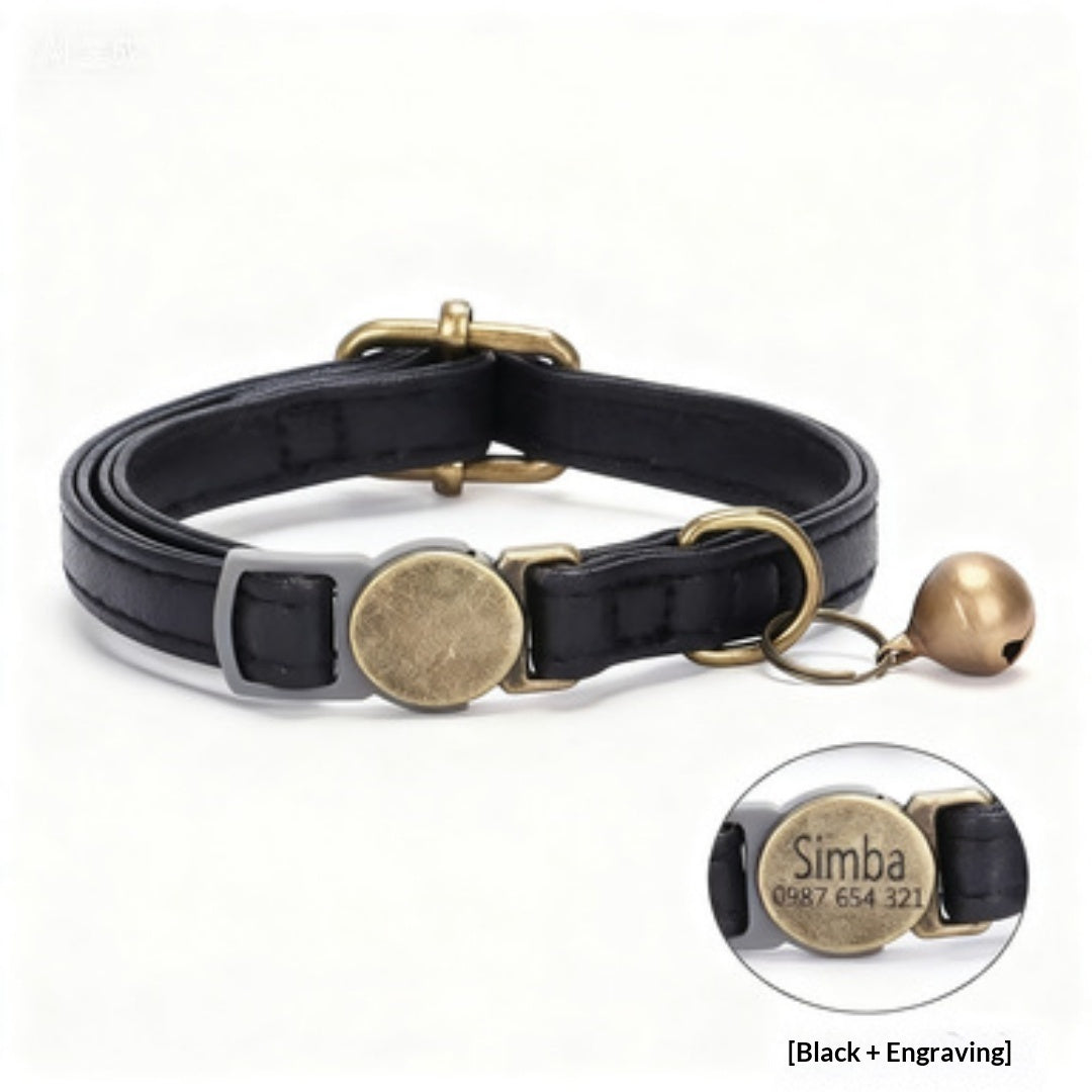 Retro Style Durable Leather Cat Collar