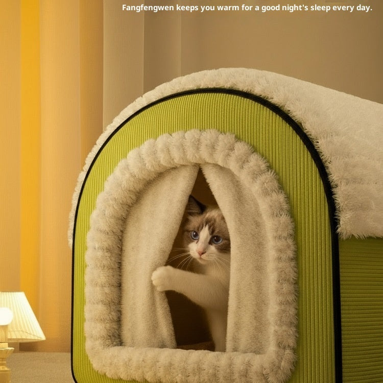 Enclosed Cat Bed – Four-Season Cozy Cave for Cats