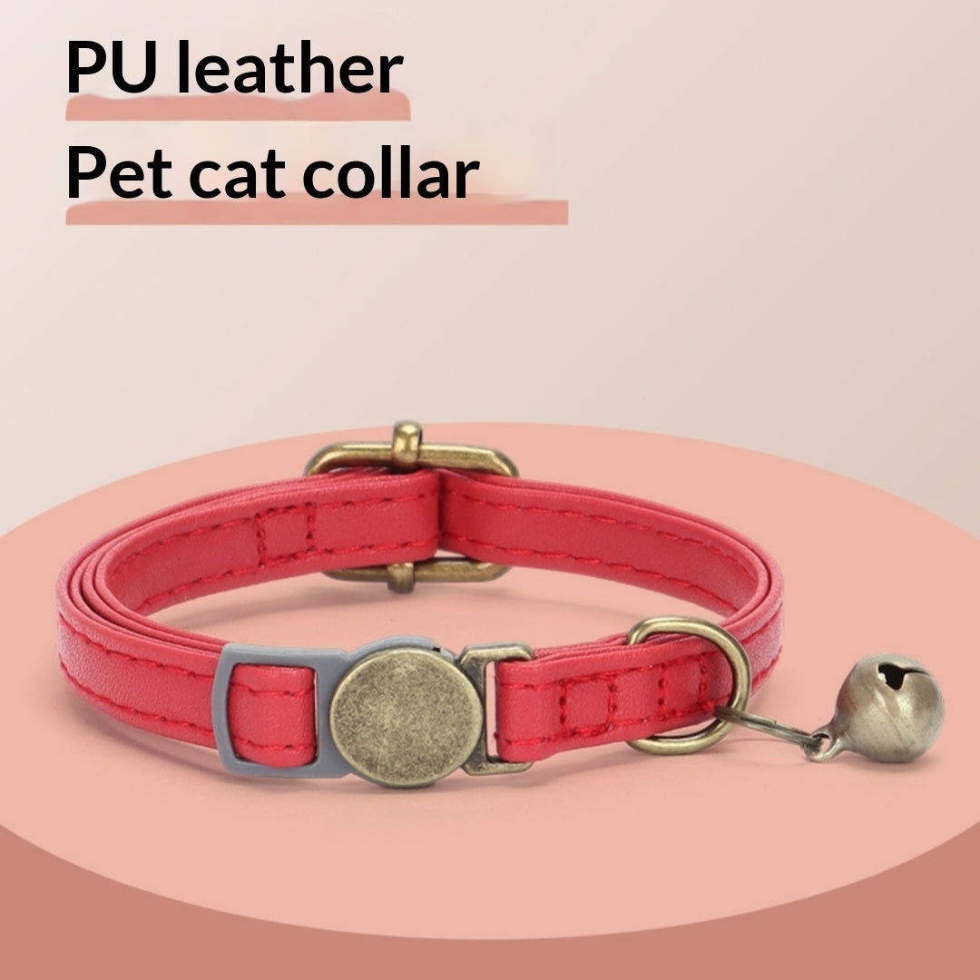 Retro Style Durable Leather Cat Collar