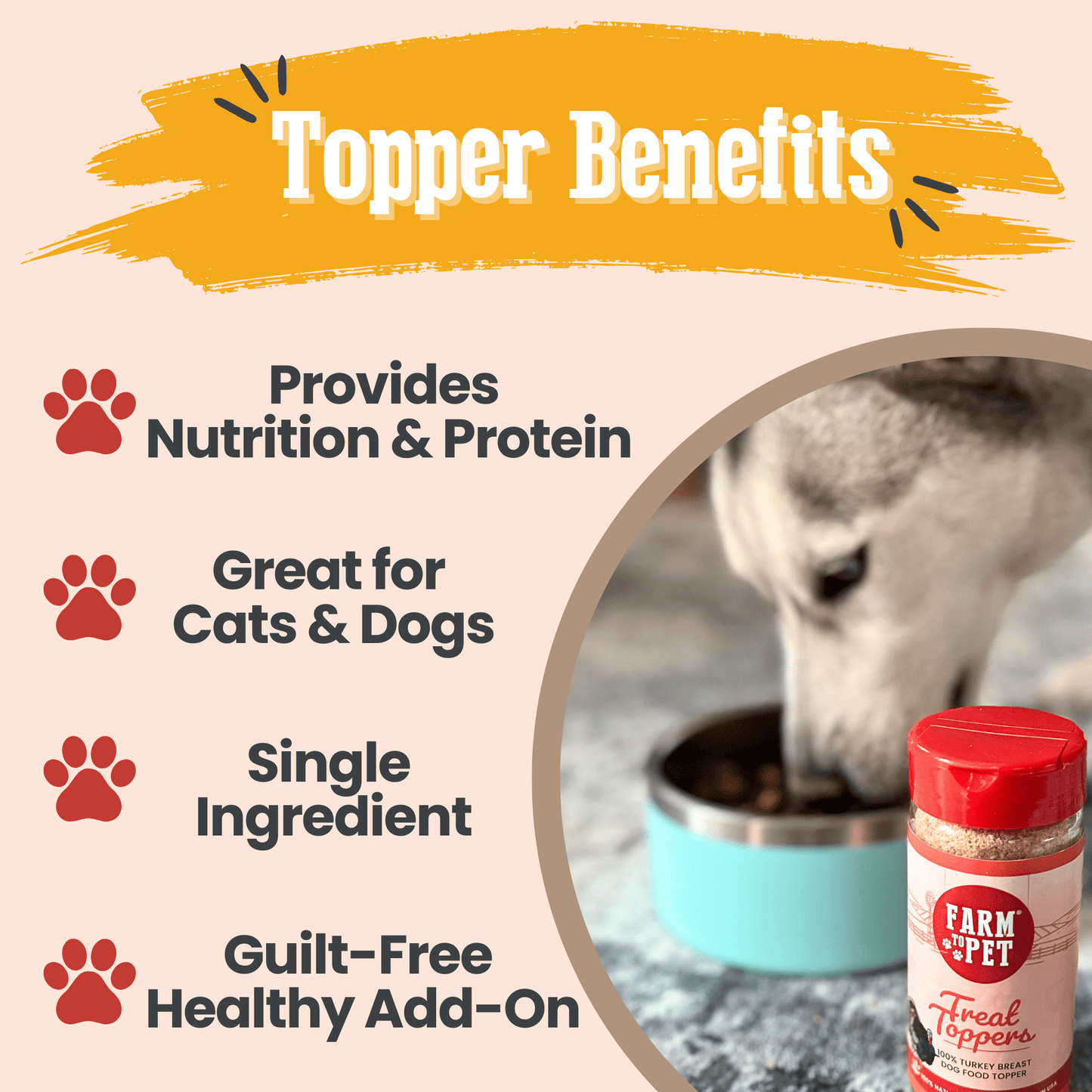 Treat Topper Turkey Dog Food Topper – Healthy Meal Supplement for Dogs
