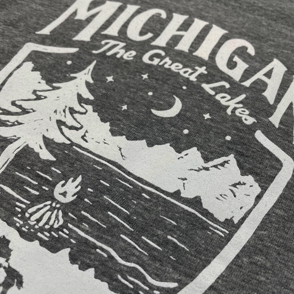 Mens Triblend 3/4 Sleeve Baseball T-Shirt Michigan Shield