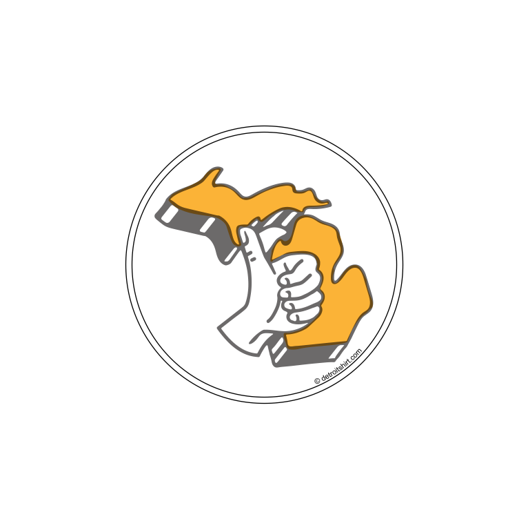 Sticker - Michigan Thumbs Up - Round
