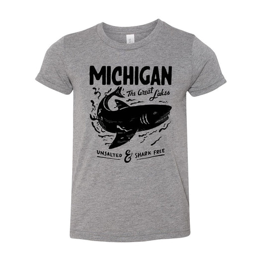 Youth T-Shirt - Michigan Unsalted & Shark Free - Grey Triblend