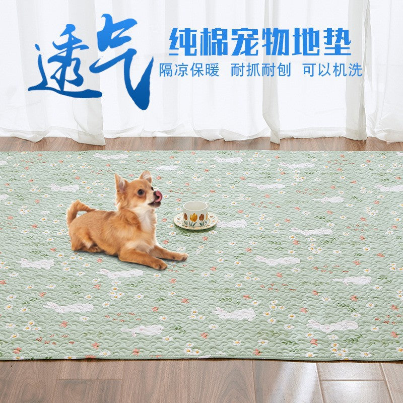 Pure Cotton Non-Slip Pet Mat – Scratch-Resistant for Dogs & Cats