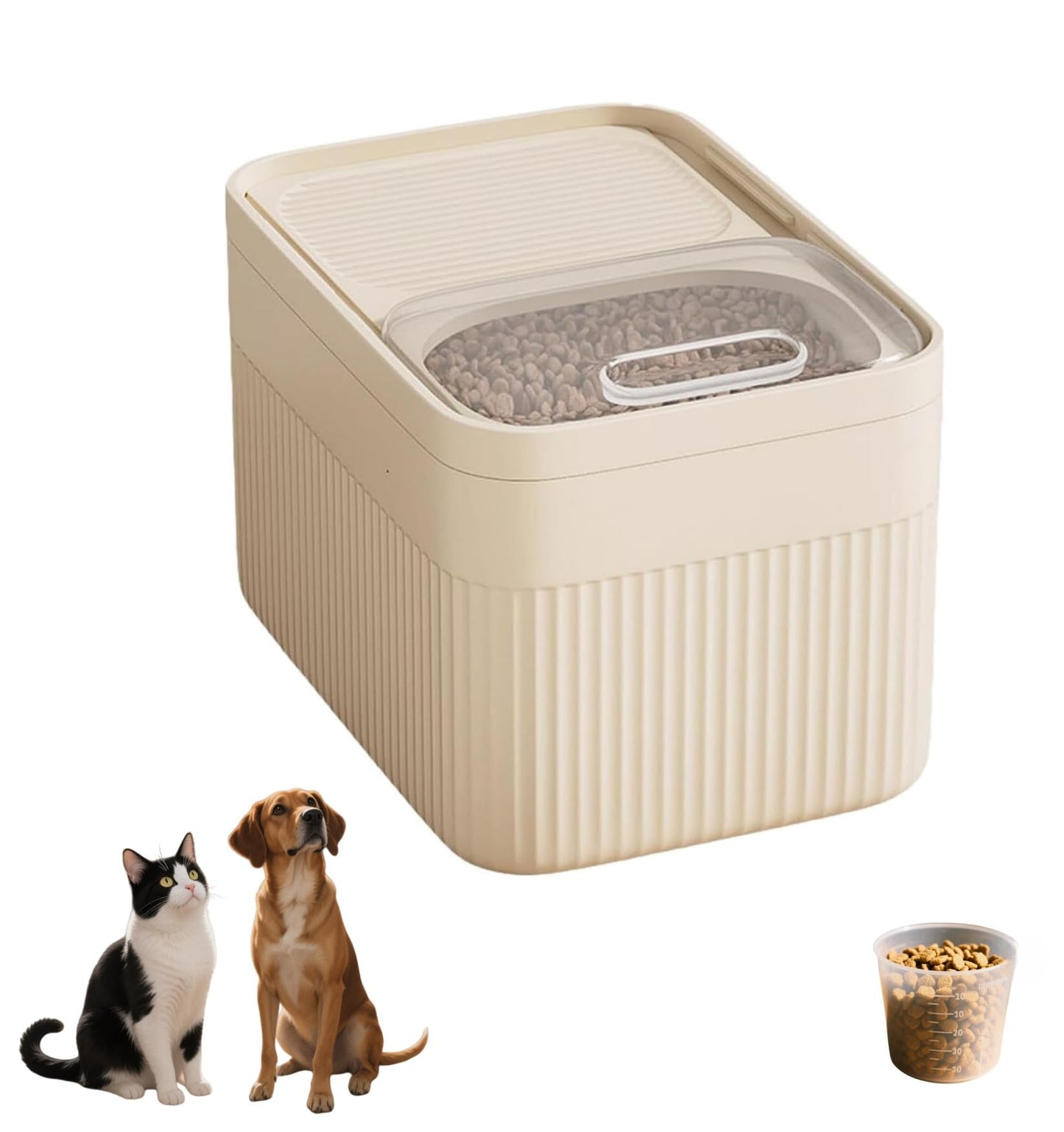 Airtight High-Capacity Pet Food Storage Container with Measuring Cup