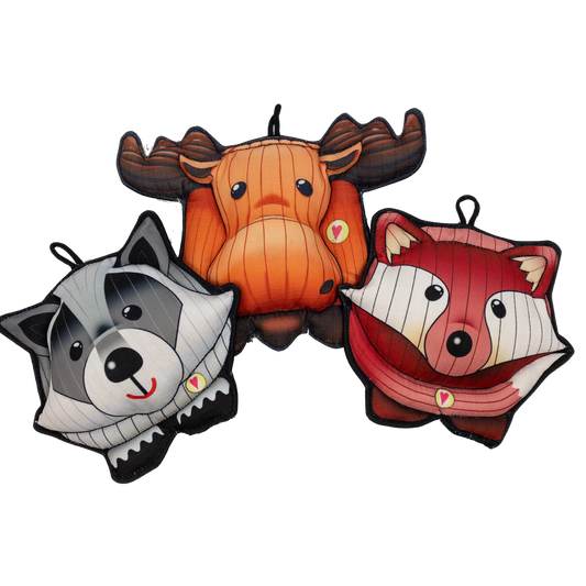 HuggleTuff™ Puffies Woodland Friends Plush Dog Toys, 3 Pack