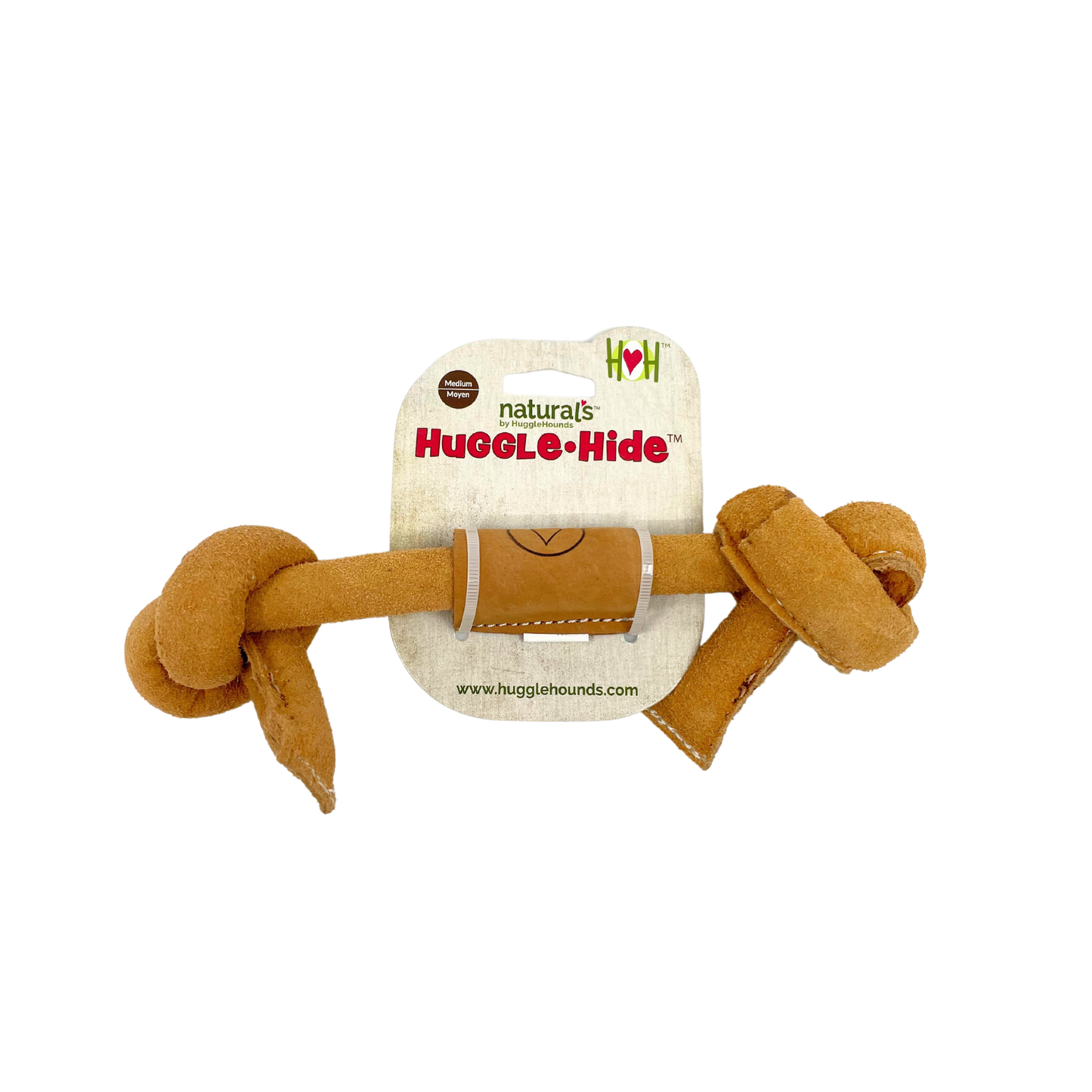 Huggle-Hide® Natural Leather Bone Dog Toy – 3 Pack